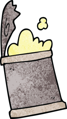 Çizgi film karalaması. Bir insan tarafından çizilmiş yiyecek konservesi.