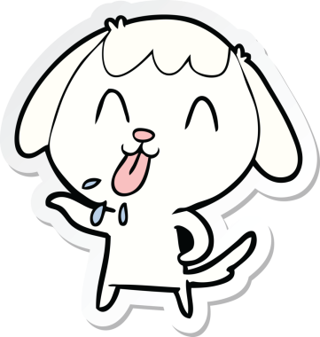 Bir insan tarafından çizilmiş şirin bir köpeğin çıkartması.