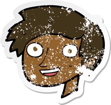 Bir insan tarafından çizilmiş, karikatürdeki kederli, mutlu çocuk yüzü.