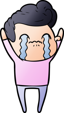 Bir insan tarafından çizilmiş ağlayan çizgi film adamı.