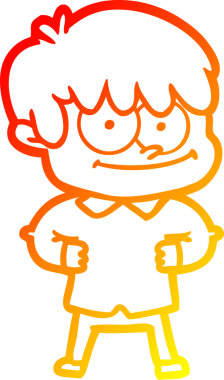 Bir insan tarafından çizilmiş mutlu bir çizgi film karakteri çizimi.