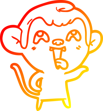 İnsan tarafından çizilmiş çılgın bir çizgi maymunun sıcak çizgi çizimi