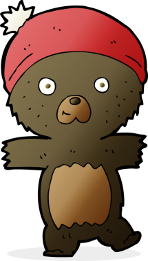 Bir insan tarafından çizilmiş sevimli siyah oyuncak ayı.