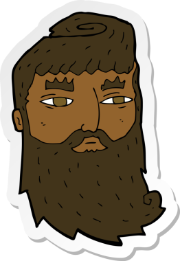 Bir insan tarafından çizilmiş sakallı bir adamın çıkartması.