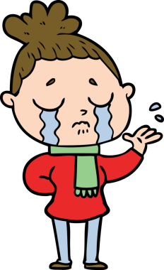 Bir insan tarafından çizilmiş ağlayan kadın çizgi filmi.