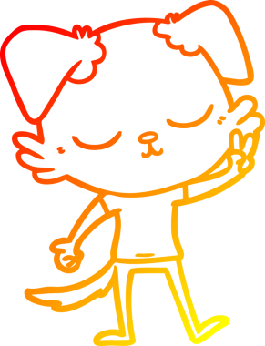 Bir insan tarafından çizilmiş sevimli bir köpeğin sıcak çizgi çizgisi.