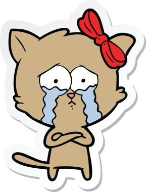 Bir insan tarafından çizilmiş çizgi film kedisinin çıkartması.