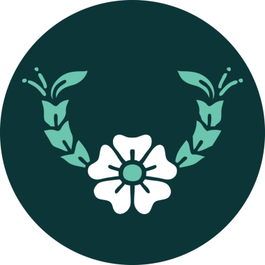 Bir insan tarafından çizilmiş dekoratif bir çiçeğin ikonik dövme şekli