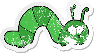 Bir insan tarafından çizilmiş karikatür tırtılının sıkıntılı çıkartması.