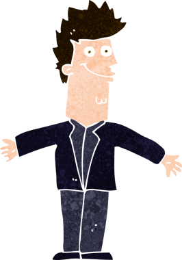 Bir insan tarafından çizilmiş kolları açık mutlu adam çizgi filmi.