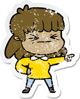 Bir insan tarafından çizilmiş karikatür bir kadının sıkıntılı çıkartması.