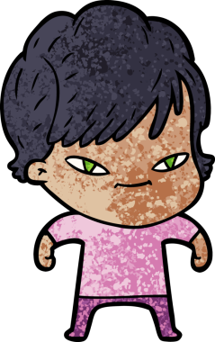 Bir insan tarafından çizilmiş mutlu bir kadın.