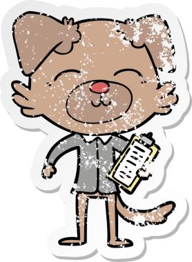 Bir insan tarafından çizilmiş karikatür köpek müdürünün sıkıntılı çıkartması.