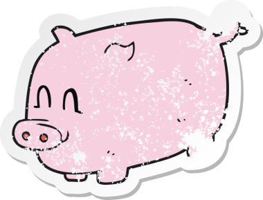 Bir insan tarafından çizilmiş bir domuzun gerilmiş çıkartması.