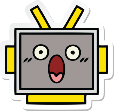 Bir insan tarafından çizilmiş şirin bir robot kafasının çıkartması.