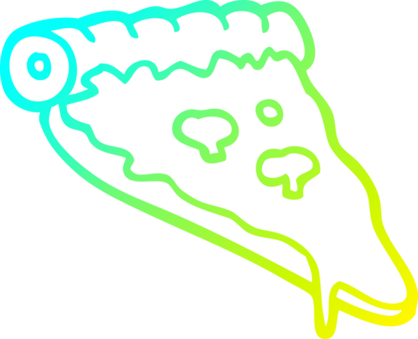 Bir insan tarafından çizilmiş bir pizza diliminin soğuk gradyan çizimi.