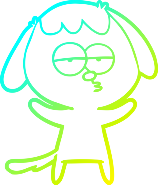 Bir insan tarafından çizilmiş ve sıkılmış bir köpeğin soğuk çizgi çizimi.