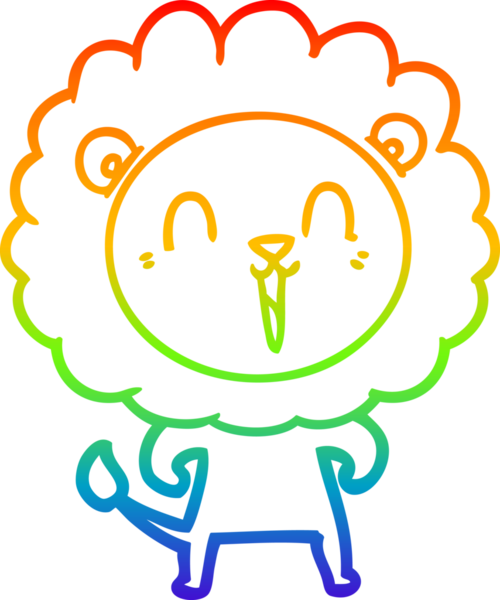 Bir insan tarafından çizilmiş gülen aslan çizgi çizimi.