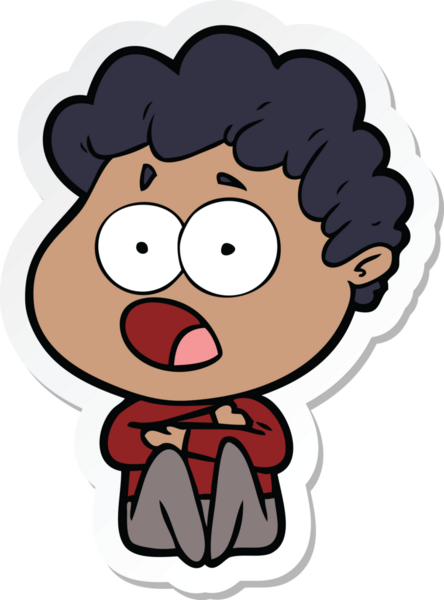 Bir insan tarafından çizilmiş, şaşırarak nefes nefese kalmış bir çizgi film karakterinin çıkartması.