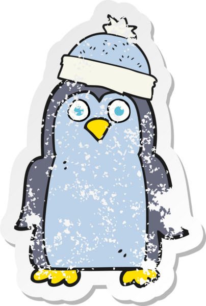 Bir insan tarafından çizilmiş penguen çizgi filminin gerilimli yapıştırması.