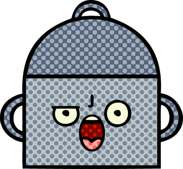 Bir insan tarafından çizilmiş yemek tenceresinin çizgi romanı.