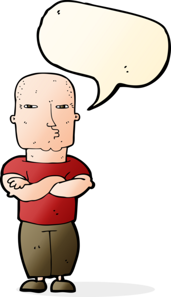 Bir insan tarafından çizilmiş konuşma balonu olan sert çocuk.