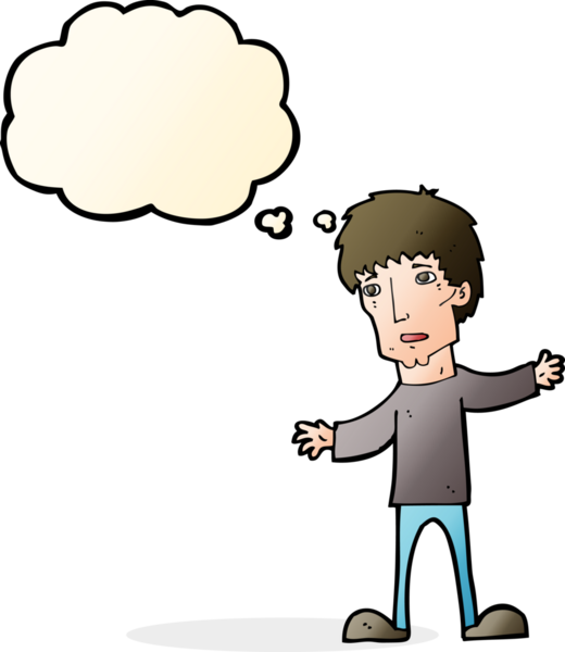 Bir insan tarafından çizilmiş düşünce balonlu endişeli bir adam.