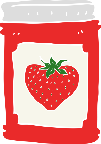 Bir insan tarafından çizilmiş çilek reçel kavanozunun düz renk çizimi