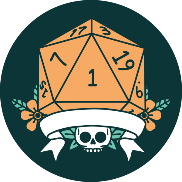 Bir insan tarafından çizilen bir d20 zar atma ikonu