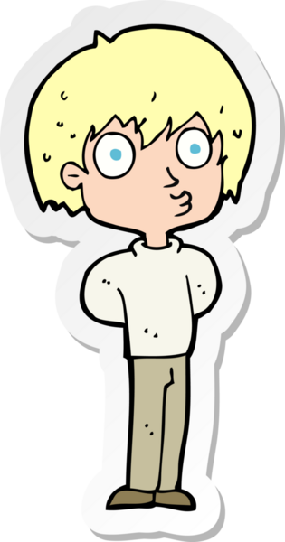 Bir insan tarafından çizilmiş çizgi film çıkartması.