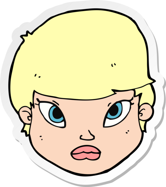 Bir insan tarafından çizilmiş ciddi bir karikatür çıkartması.