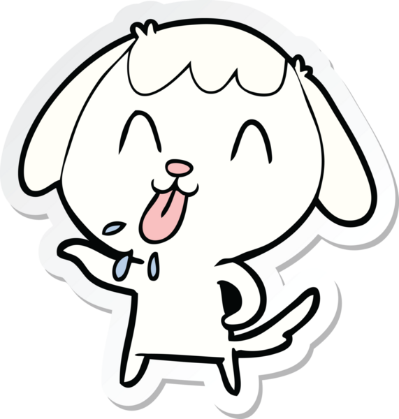 Bir insan tarafından çizilmiş şirin bir köpeğin çıkartması.