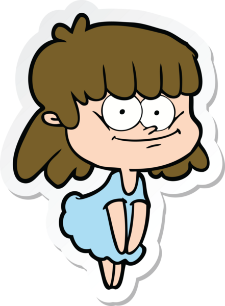 Bir insan tarafından çizilmiş gülümseyen bir karikatür çıkartması.