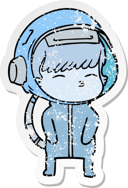 Bir insan tarafından çizilmiş garip bir astronotun sıkıntılı çıkartması.