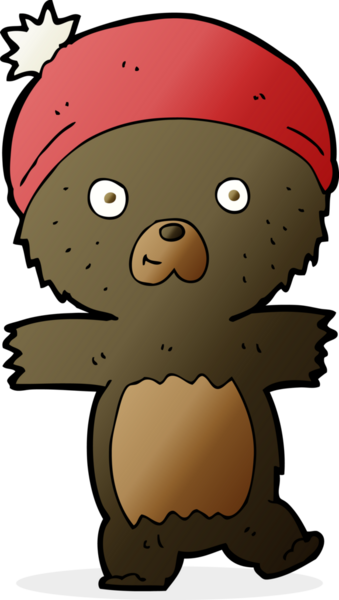 Bir insan tarafından çizilmiş sevimli siyah oyuncak ayı.