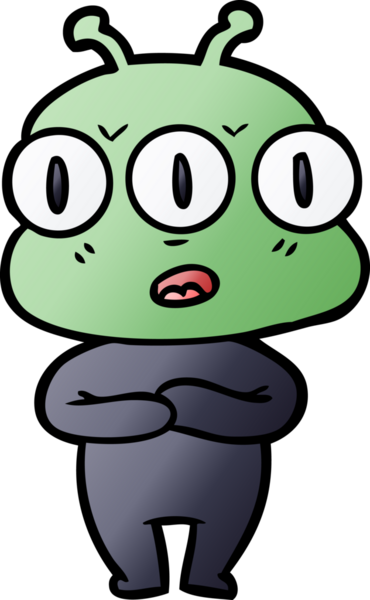 Bir insan tarafından çizilmiş üç gözlü uzaylı çizgi filmi.