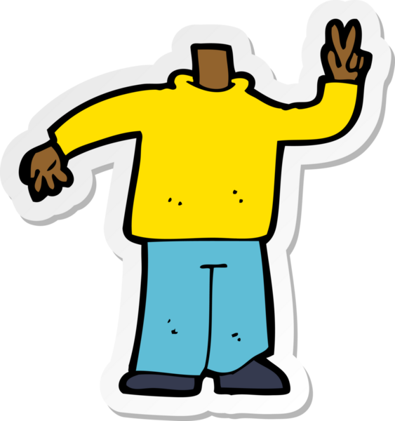 Bir insan tarafından çizilmiş barış işareti veren karikatür çıkartması.