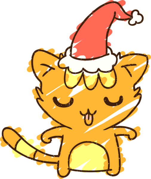 Bir insan tarafından çizilen Noel Kedisi Tebeşiri