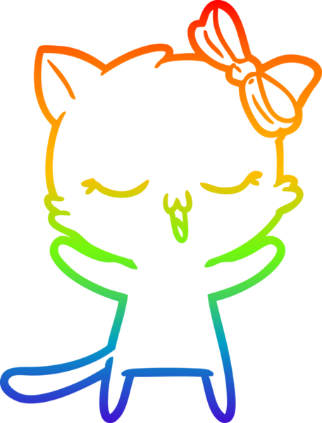 Gökkuşağı gradyan çizgi çizimi bir insan tarafından çizilmiş bir çizgi film kedisi.