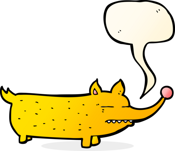 Bir insan tarafından çizilmiş komik, küçük bir köpek.