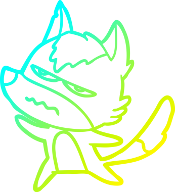 Bir insan tarafından çizilmiş, kızgın bir kurdun soğuk çizgi çizimi.