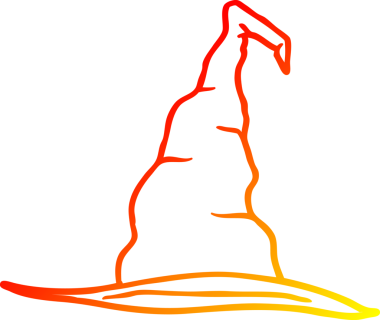 Bir insan tarafından çizilmiş bir cadı şapkasının sıcak çizgi çizimi.