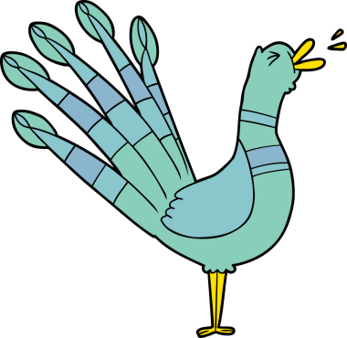 Karga öten tavus kuşu insan tarafından çizilmiş.