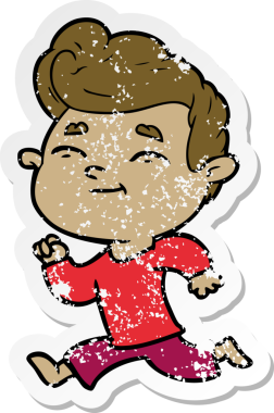 Bir insan tarafından çizilmiş koşan bir karikatürcünün sıkıntılı çıkartması.