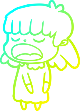 Bir insan tarafından yüksek sesle çizilmiş bir karikatür kadın çizimi.