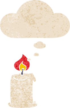 Düşünce baloncuklu çizgi film mumu grunge sıkıntılı retro desenli bir insan tarafından çizilmiş