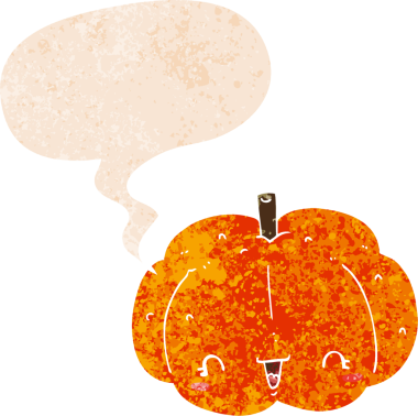 Bir insan tarafından çizilmiş grunge dertli retro biçimli konuşma balkabağı