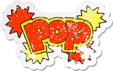 Bir insanın çizdiği çizgi film pop patlama sembolünün gerilimli retro yapıştırması.