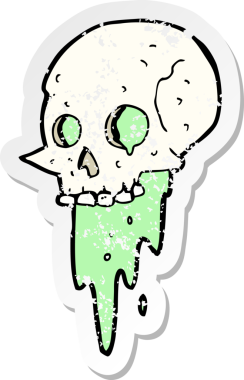 Bir insan tarafından çizilmiş iğrenç bir cadılar bayramı kafatası karikatürü.