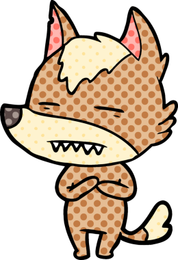 Bir insan tarafından çizilen dişleri gösteren bir kurt çizgi filmi.